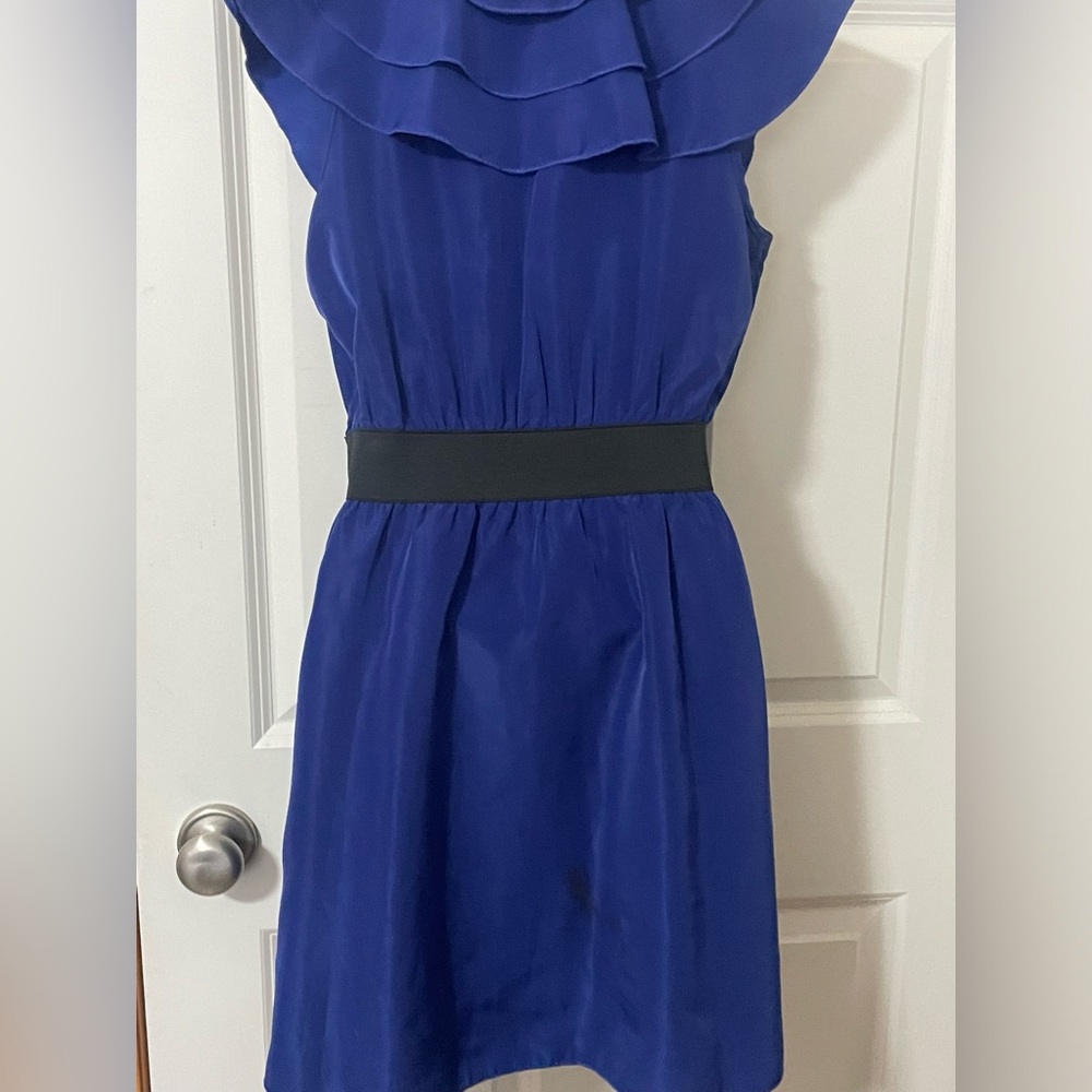 Maude Royal Blue Dress with Black Label Accent